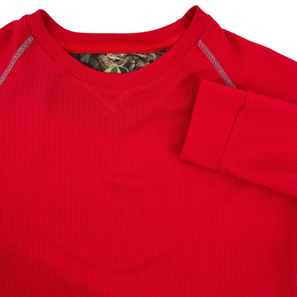 Mossy Oak Thermal Shirt Mens Large Red & Grey Long Sleeves